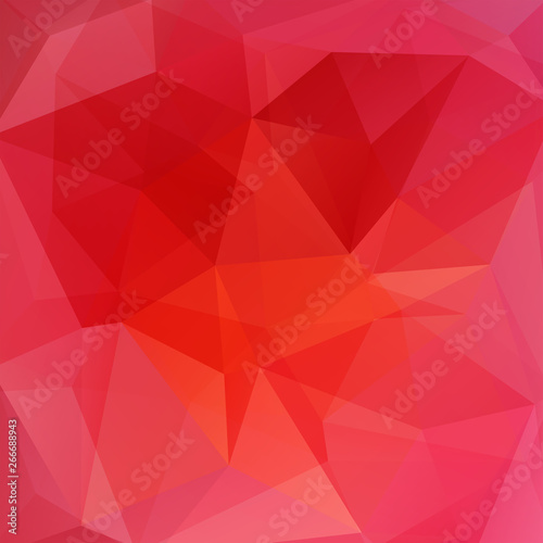 Geometric pattern, polygon triangles vector background in red, orange tones. Illustration pattern