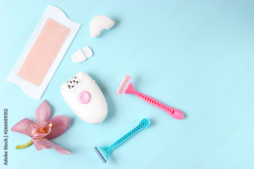 a set of different tools for home hair removal.