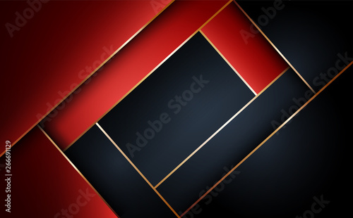 Red and Black abstract layer geometric illustration background
