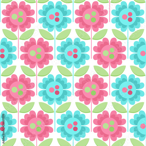 Lovely seamless vector pattern with flowers in scandinavian style.