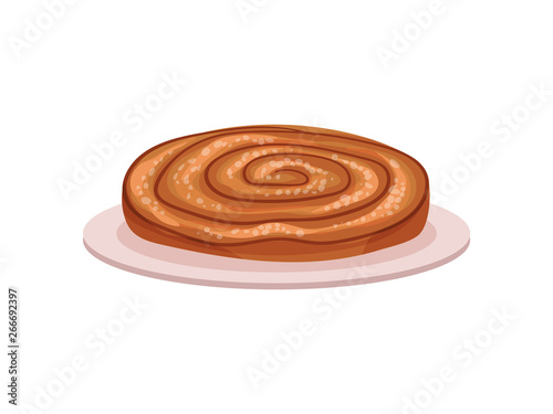 Traditional Spanish cake ensaimada. Vector illustration on white background. photo