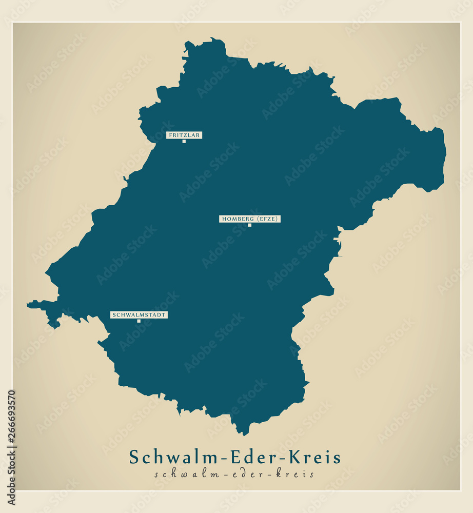 Modern Map - Schwalm-Eder-Kreis county of Hessen DE