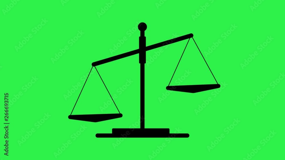 Simple animation of black scales on a green screen. Balance icon animation.4K. Simple animation of black scales on a green screen. Balance icon animation.4K.