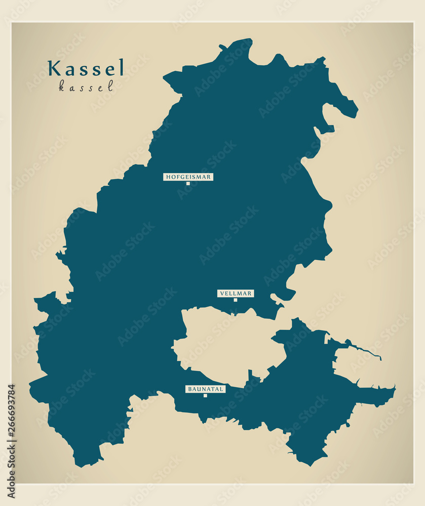 Modern Map - Kassel county of Hessen DE