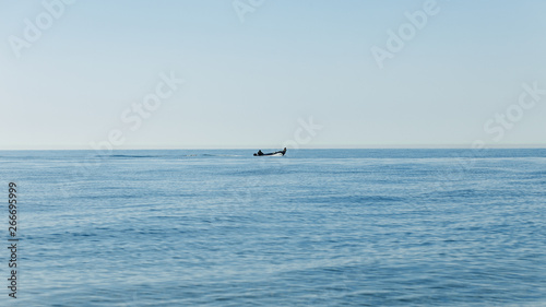 lonely boat in the sea