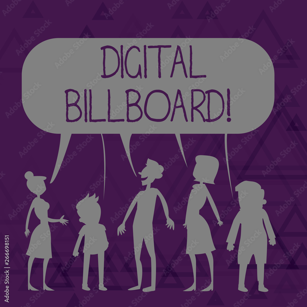 Writing note showing Digital Billboard. Business concept for billboard that displays digital images for advertising Figure of People Talking and Sharing Colorful Speech Bubble Writing note showing Digital Billboard. Business concept for billboard that displays digital images for advertising Figure of People Talking and Sharing Colorful Speech Bubble