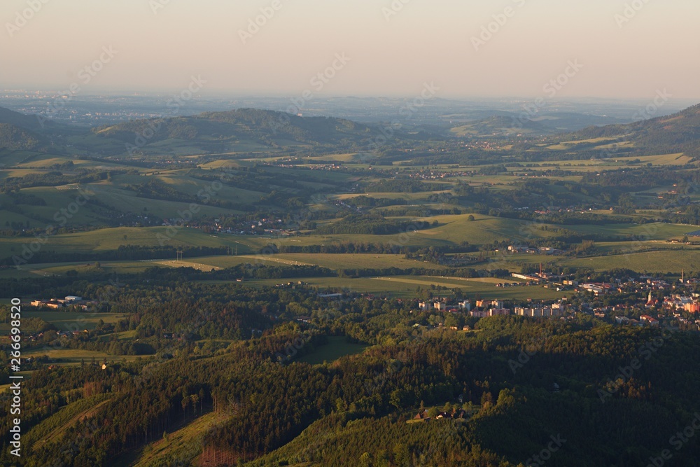 Fototapeta premium Sunset view from Beskydy mountains