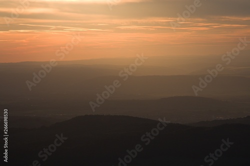 Sunset view from Beskydy mountains