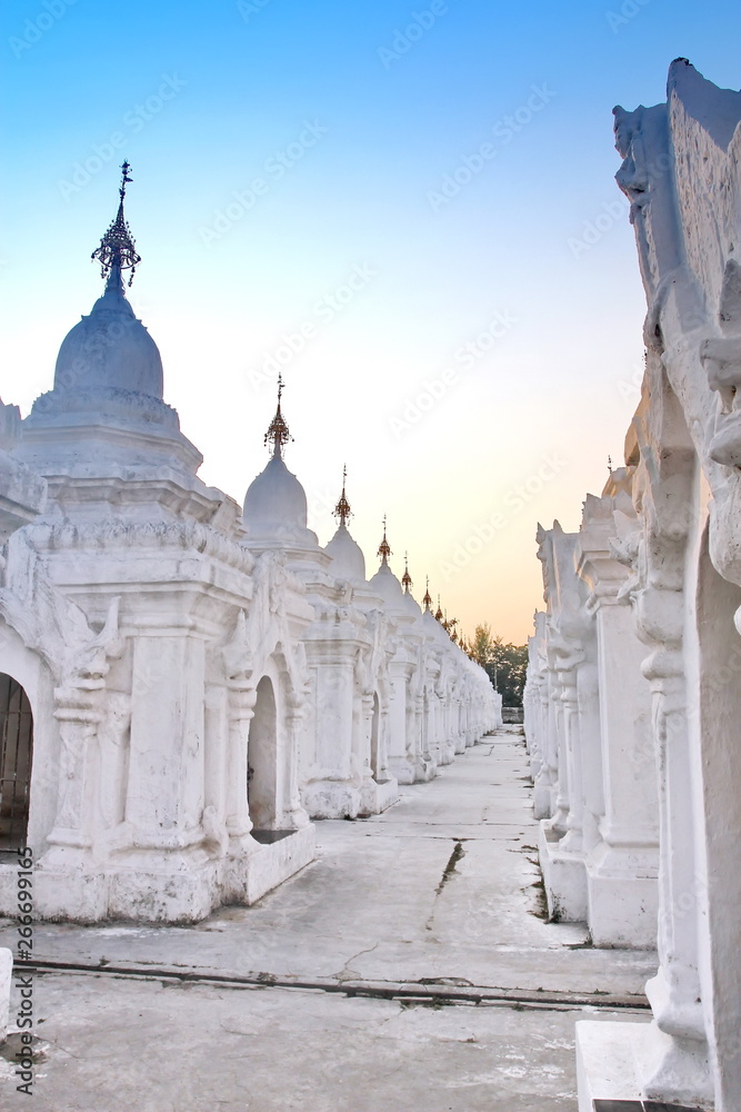 The Kuthodaw Pagoda temple (Mahalawka Marazein), is a Buddhist stupa, in Mandalay, contains the world's largest tripitaka book was built is famous tourist attraction in Burma (Myanmar)