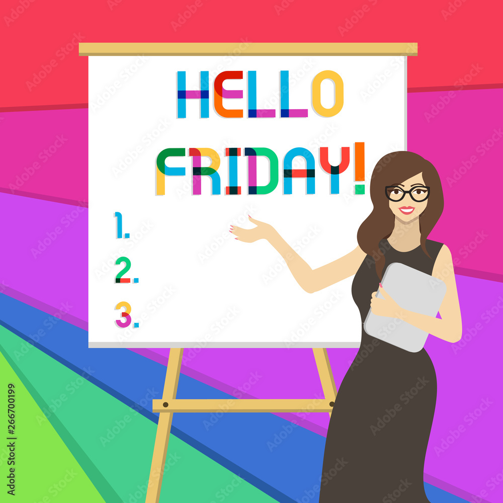 Obraz premium Handwriting text writing Hello Friday. Conceptual photo you say this for wishing and hoping another good lovely week
