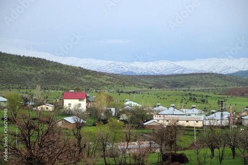 green hill landscape with clouds background, eastern Anatolia, Bingol