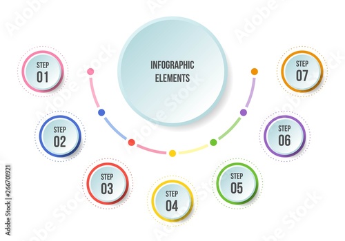 Half Circle chart, Timeline infographic templates