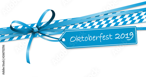 Oktoberfest blue ribbon bow with hang tag 2019