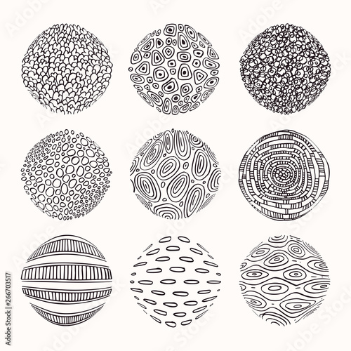 Hand drawn textures and brush strokes. Artistic collection of handcrafted design elements. Natural graphic patterns, wavy line textures, paint dabs, abstract backgrounds for prints, poster templates. © Nubenamo