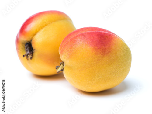 Fresh cut apricot fruits isolated on white background, with clipping path