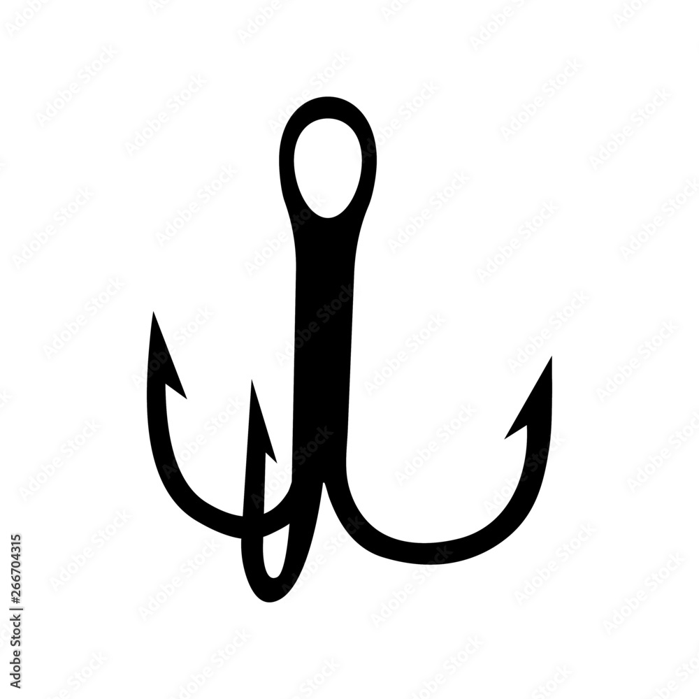 Treble Hook Fishing icon vector silhouette isolated Stock Vector
