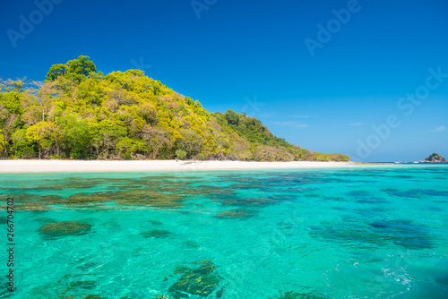 Beautiful landscape of blue sea and tropical island