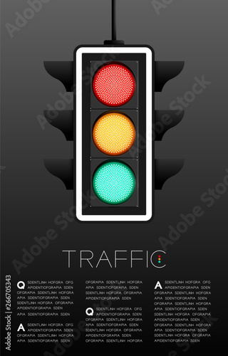 LED Traffic Light, Transportation concept poster or flyer template layout design illustration isolated on grey gradients background with copy space, vector eps 10