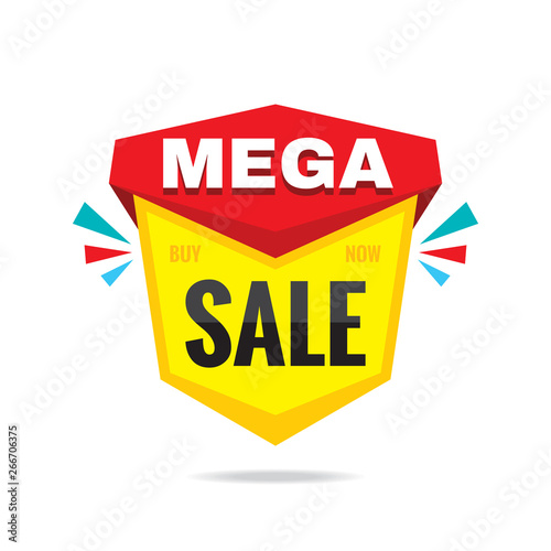 Sale mega discount - concept badge vector illustration. Abstract sticker banner. Graphic design element. 