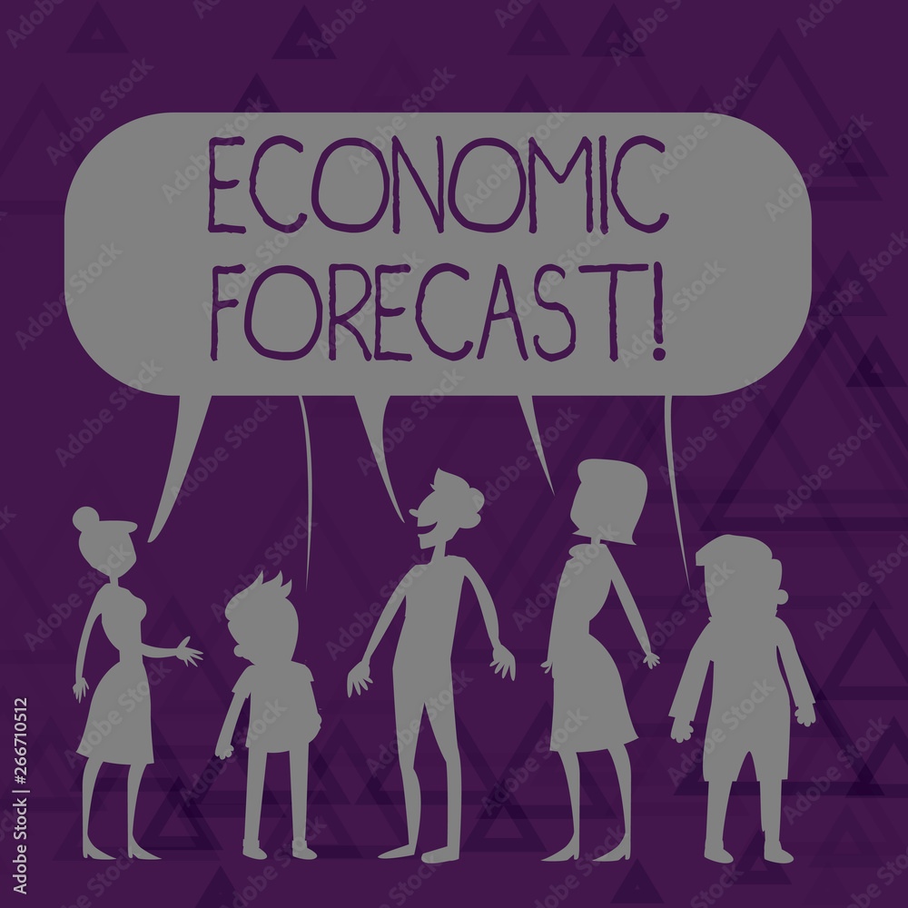Writing note showing Economic Forecast. Business concept for attempting to predict the future condition of the economy Figure of People Talking and Sharing Colorful Speech Bubble Writing note showing Economic Forecast. Business concept for attempting to predict the future condition of the economy Figure of People Talking and Sharing Colorful Speech Bubble