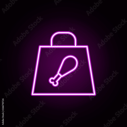 chiken leg neon icon. Elements of food and drink set. Simple icon for websites, web design, mobile app, info graphics