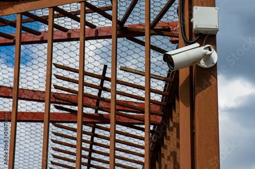 Intelligent CCTV camera monitoring the terrain in the ZOO park