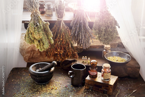 Obraz na plátně Herbal medicine and natural medicine