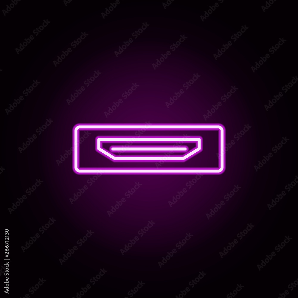 HDMI neon icon. Elements of television set. Simple icon for websites, web design, mobile app, info graphics HDMI neon icon. Elements of television set. Simple icon for websites, web design, mobile app, info graphics