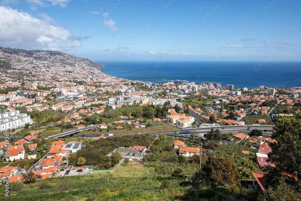 Panoramic view of Funchal on Madeira Island. Portugal