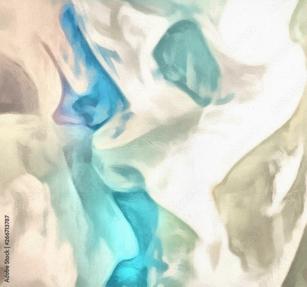 Obraz premium Abstract artistic background in very colorful pastel colors. Little swirl design. Dry graphic watercolor stylization. Juicy psychedelic design. White backdrop for element contrast. Chaotic twist paint