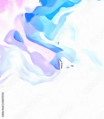 Abstract artistic background in very colorful pastel colors. Little swirl design. Dry graphic watercolor stylization. Juicy psychedelic design. White backdrop for element contrast. Chaotic twist paint