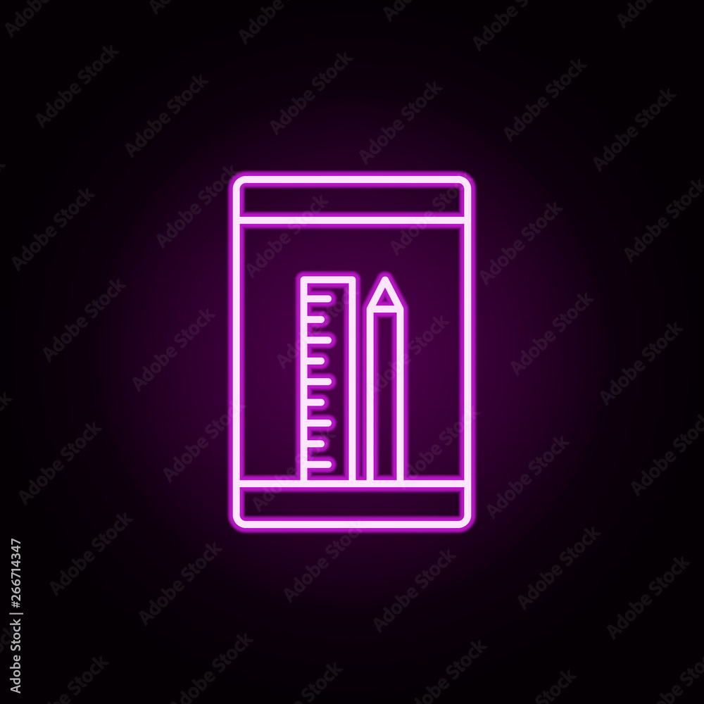 computer, education, pen, tools neon icon. Elements of online education set. Simple icon for websites, web design, mobile app, info graphics computer, education, pen, tools neon icon. Elements of online education set. Simple icon for websites, web design, mobile app, info graphics