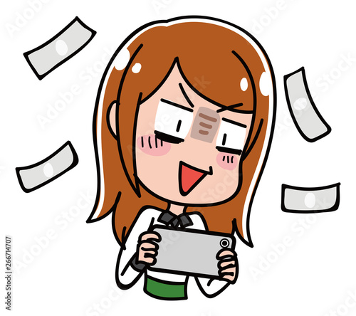 スマホゲームに課金する女性のイラスト Stock Vector Adobe Stock