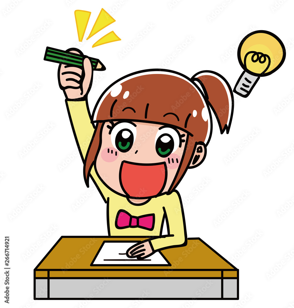 テストの問題を解く女の子のイラスト 冬 Stock Vector Adobe Stock