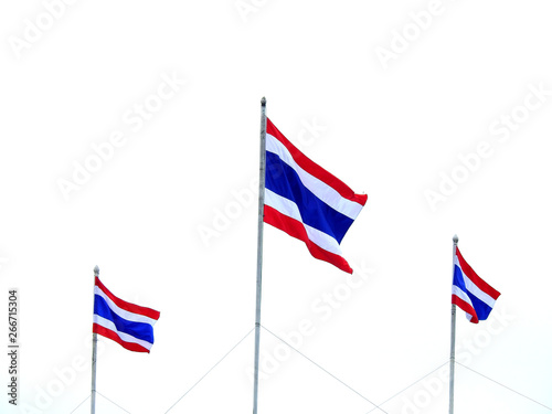 thailand flag pole on white background