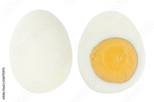 boiled egg on white