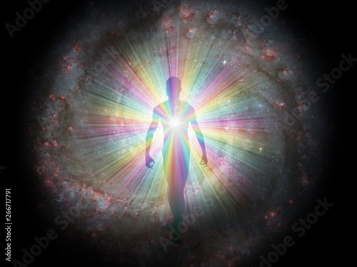 фотографія Man in rainbow light