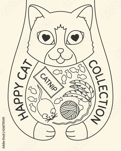 Doodle cat with toys and treats