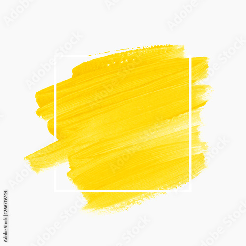Vector Paint Brush Stroke Texture Isolated on White - Yellow Acrylic  Element for Your Design Stock Vector - Illustration of paint, decoration:  204360752