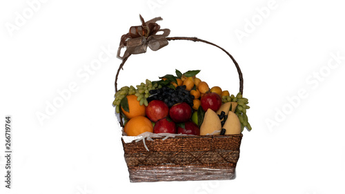 Front view of the fruit basket  white background