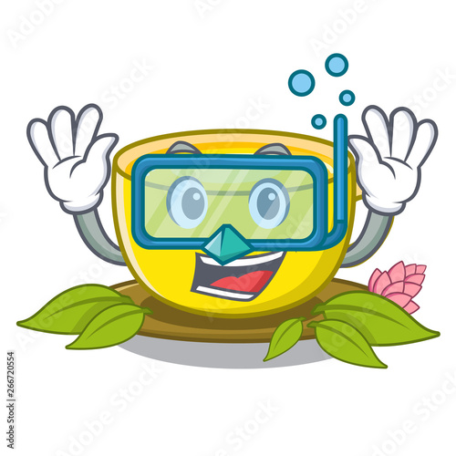 Diving tea turmeric in the cartoon glasses