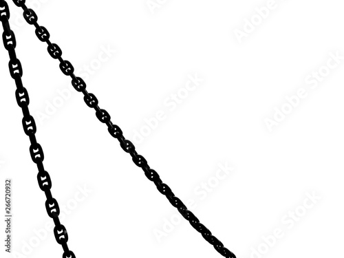 silhouette of metal chain on white background
