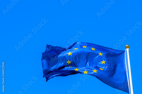 European union flag blowing in the wind