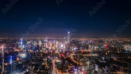 Aerial view of Shanghai at night