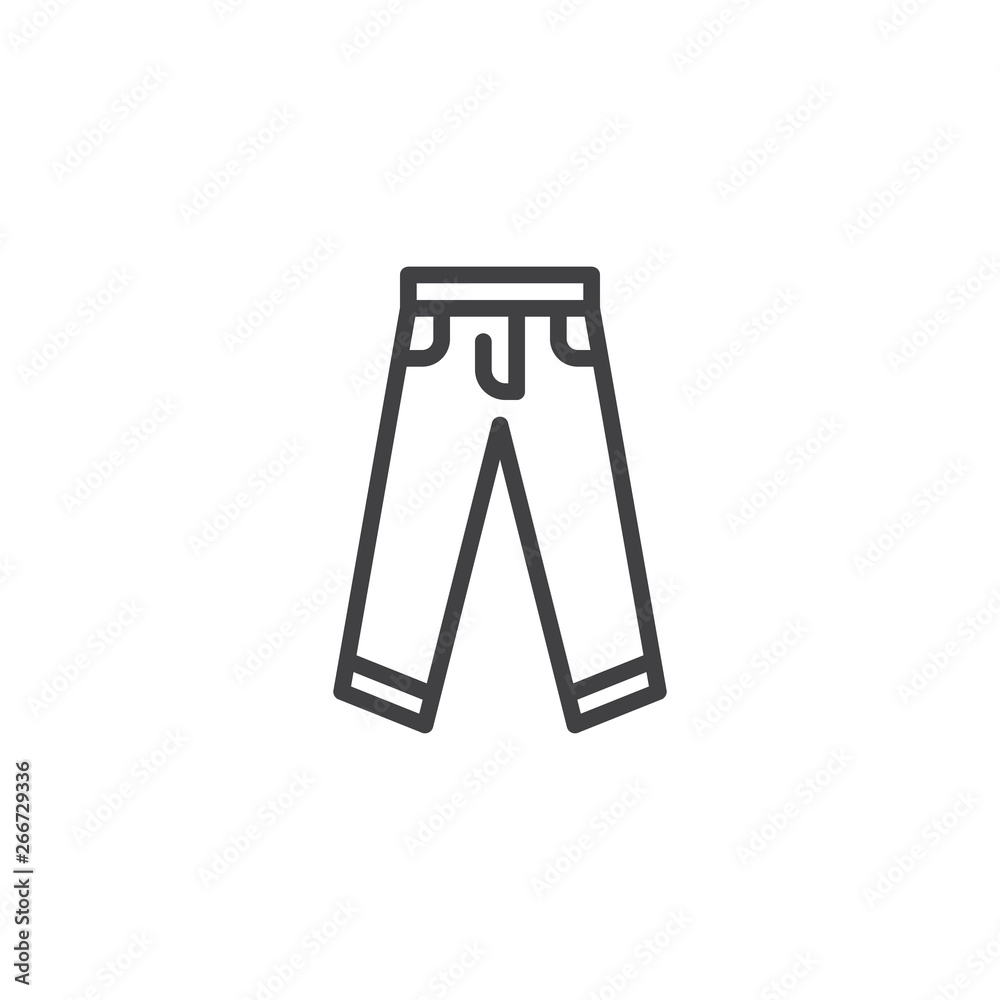 Jeans pants line icon. linear style sign for mobile concept and web design. trousers outline vector icon. Symbol, logo illustration. Pixel perfect vector graphics Jeans pants line icon. linear style sign for mobile concept and web design. trousers outline vector icon. Symbol, logo illustration. Pixel perfect vector graphics