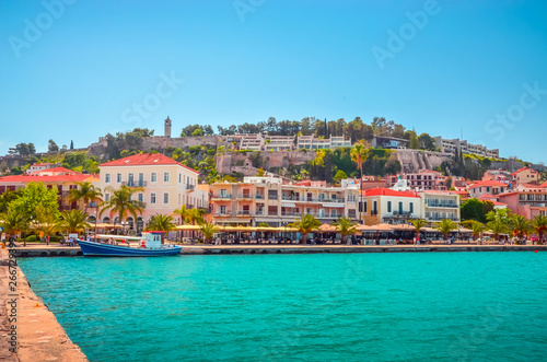 Panoramic view on beautiful city Nafplio, Greece