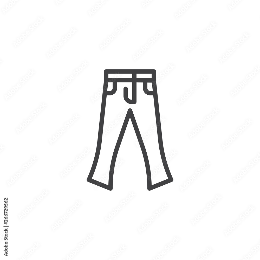 Jeans pants line icon. linear style sign for mobile concept and