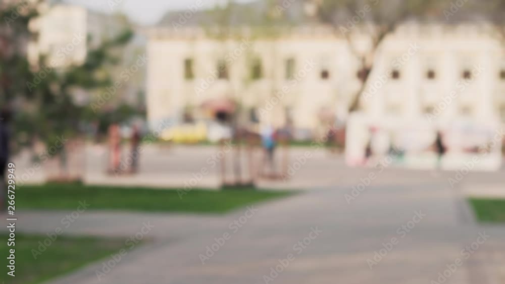 European pedestrian street. Background for green screen or titles European pedestrian street. Background for green screen or titles