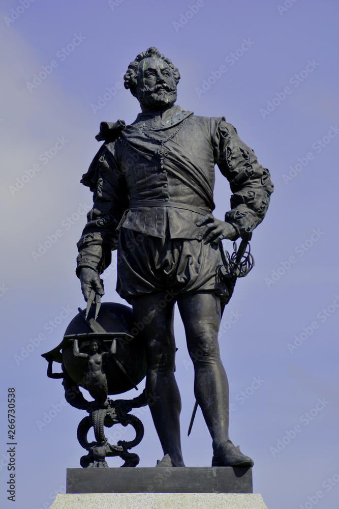 Statue von Sir Francis Drake in Plymouth Großbritannien