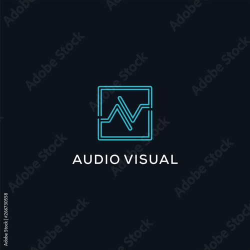 AV monogram audio visual symbol logo design